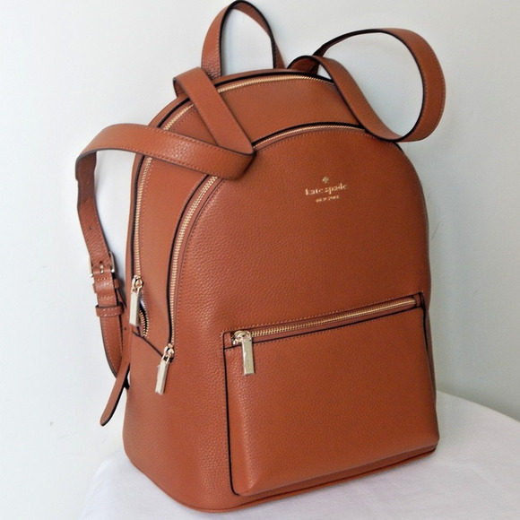 NWT Kate Spade New York LENA Leather Zipper Closure Top Handle Brown Backpack - Picture 4 of 13